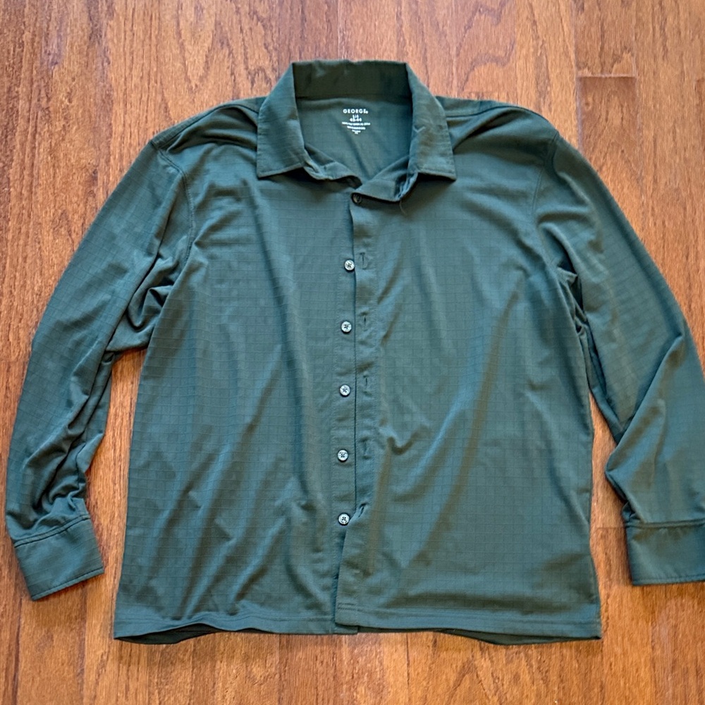 George Men's Casual Button Down Shirt - Dark Green